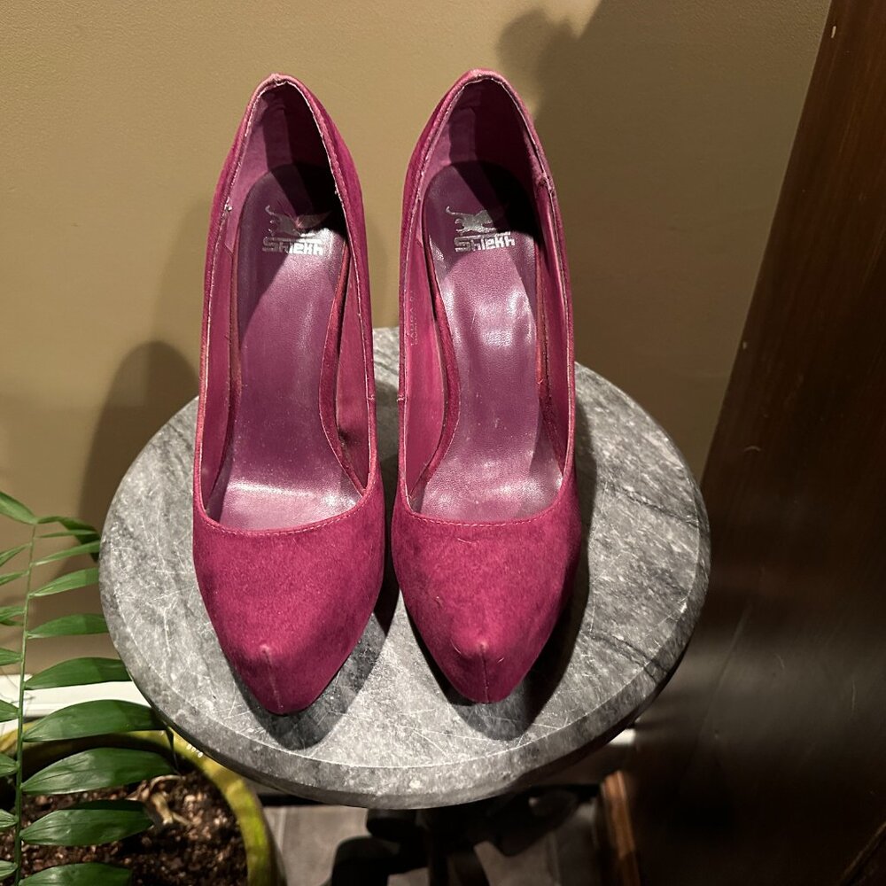 SHIEKH Purple Suede Platform Pumps ~ Size 7